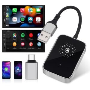 2In1 Wireless Carplay Adapter & Android Auto Wireless Adapter, 2 in 1 Auto Car Play Wireless Dongle for OEM Wired Carplay/Android Auto Car with Iphone Ios 12+ / Android 11+