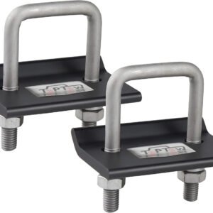 64707 Trailer Hitch Tightener anti Rattle Clamp for 1.25 Inch and 2 Inch Receiver Hitches, Black Aluminum Stabilizer Plate, 2 Packs