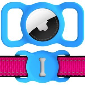 For Airtag Dog Collar Holder, Air Tag Protective Cat Airtag Dog Collar,Silicone Airtags GPS Tracking Accessories,Air Tags with Bone Pattern (1 Pack(Black))