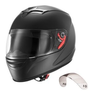 Motorcycle Helmet Full Face with Pinlock Compatible Clear&Tinted Visors and Fins Street Bike Motocross Casco DOT Model Z501(Legend Green, Medium)