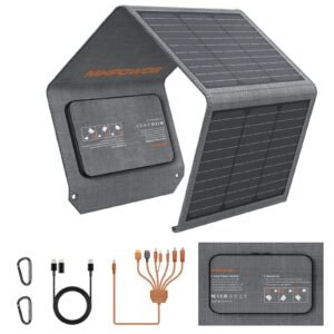 Portable Solar Panel Charger 40W Foldable Solar Panel for Portable Power Station, Iphone, Ipad, Laptop, Camping Solar Panels with USB QC 3.0/USB C/18V DC, Solar Panels for Camping Outdoor Van RV Trip